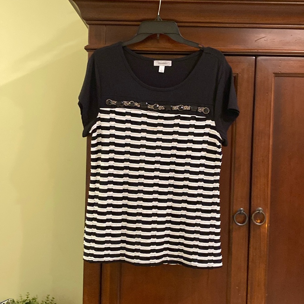 Black-and-white, embellished top